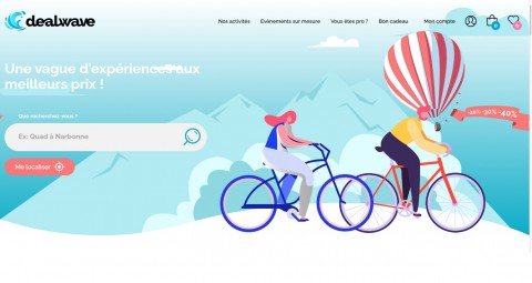 Page d'accueil de Dealwave.fr le site de réservation d'activités de loisirs